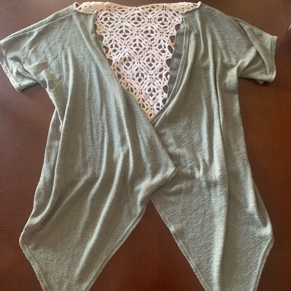 Dark Green Short Sleeve Cardigan